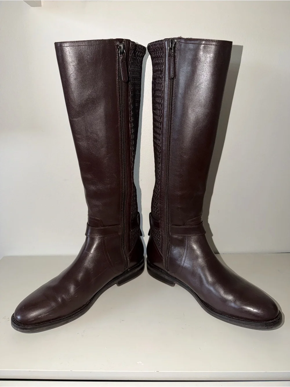 Cole Haan Clover Stretch Side Buckle Tall Riding Boots - Dark Brown. Sz 8.5B